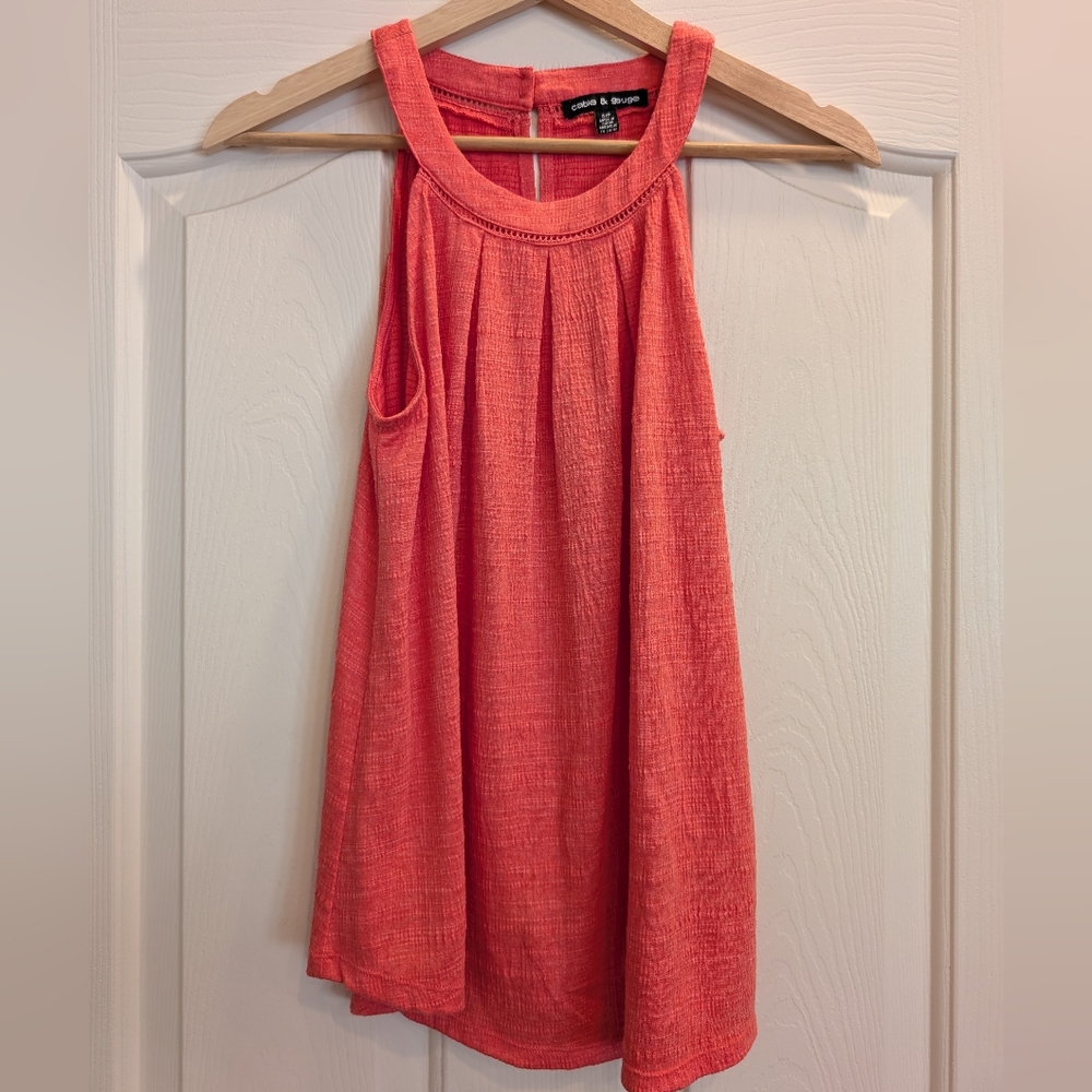 Cable & Gauge Coral Asymmetrical Sleeveless Tank Top Size Small